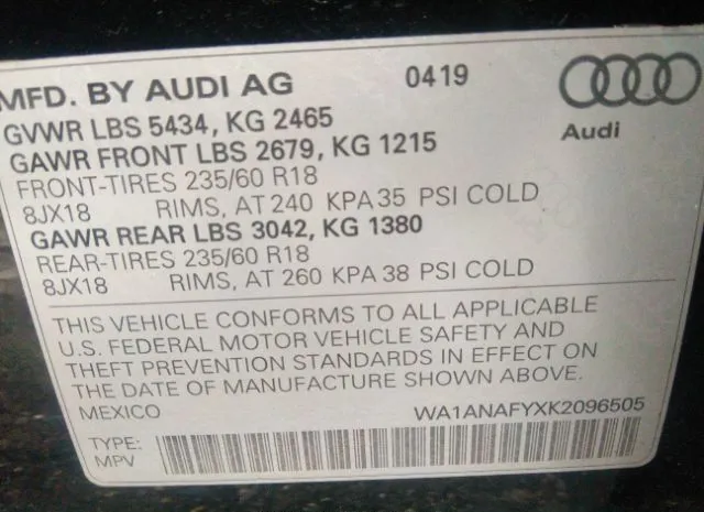 Photo 8 VIN: WA1ANAFYXK2096505 - AUDI Q5 