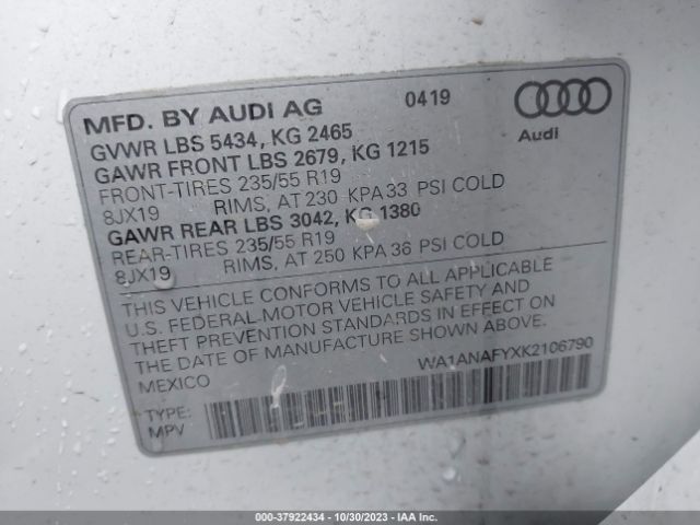 Photo 8 VIN: WA1ANAFYXK2106790 - AUDI Q5 