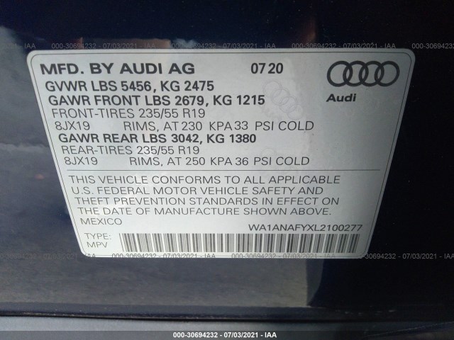 Photo 8 VIN: WA1ANAFYXL2100277 - AUDI Q5 