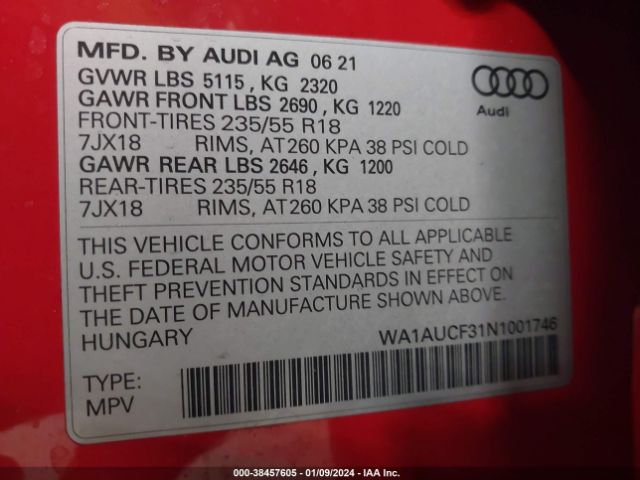 Photo 8 VIN: WA1AUCF31N1001746 - AUDI Q3 