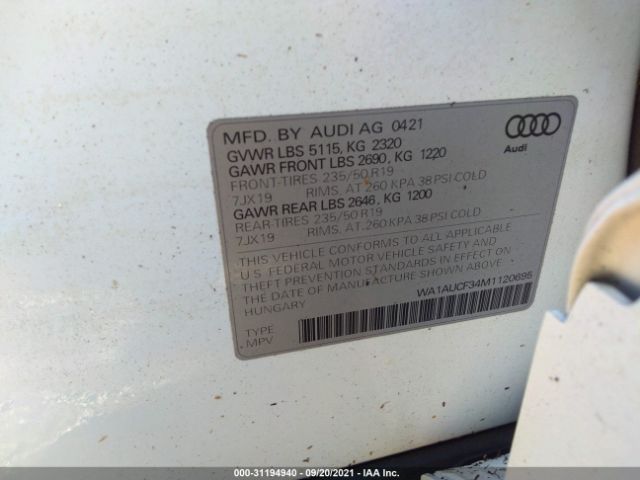 Photo 8 VIN: WA1AUCF34M1120695 - AUDI Q3 