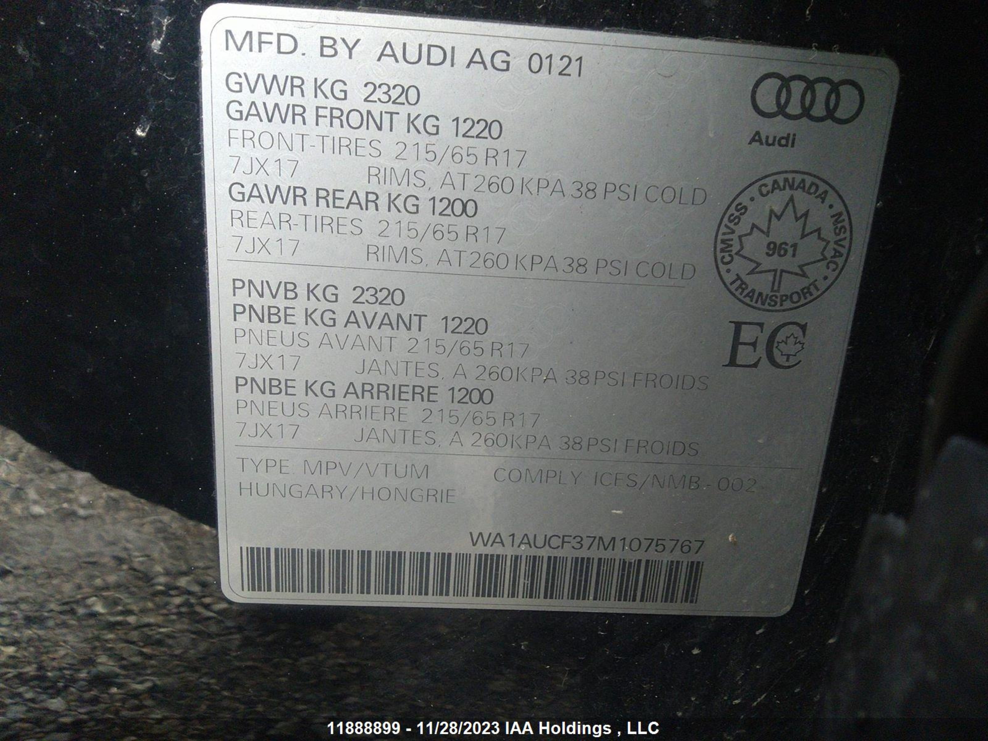 Photo 8 VIN: WA1AUCF37M1075767 - AUDI Q3 