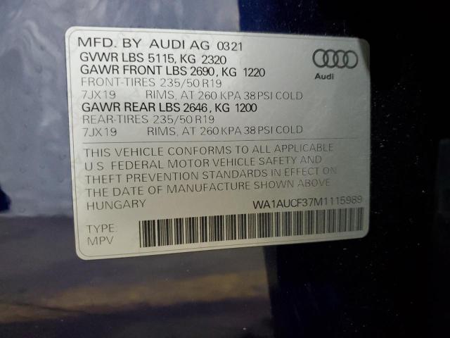 Photo 12 VIN: WA1AUCF37M1115989 - AUDI Q3 PREMIUM 