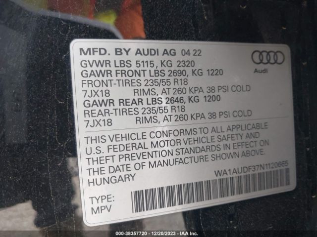 Photo 8 VIN: WA1AUDF37N1120665 - AUDI Q3 