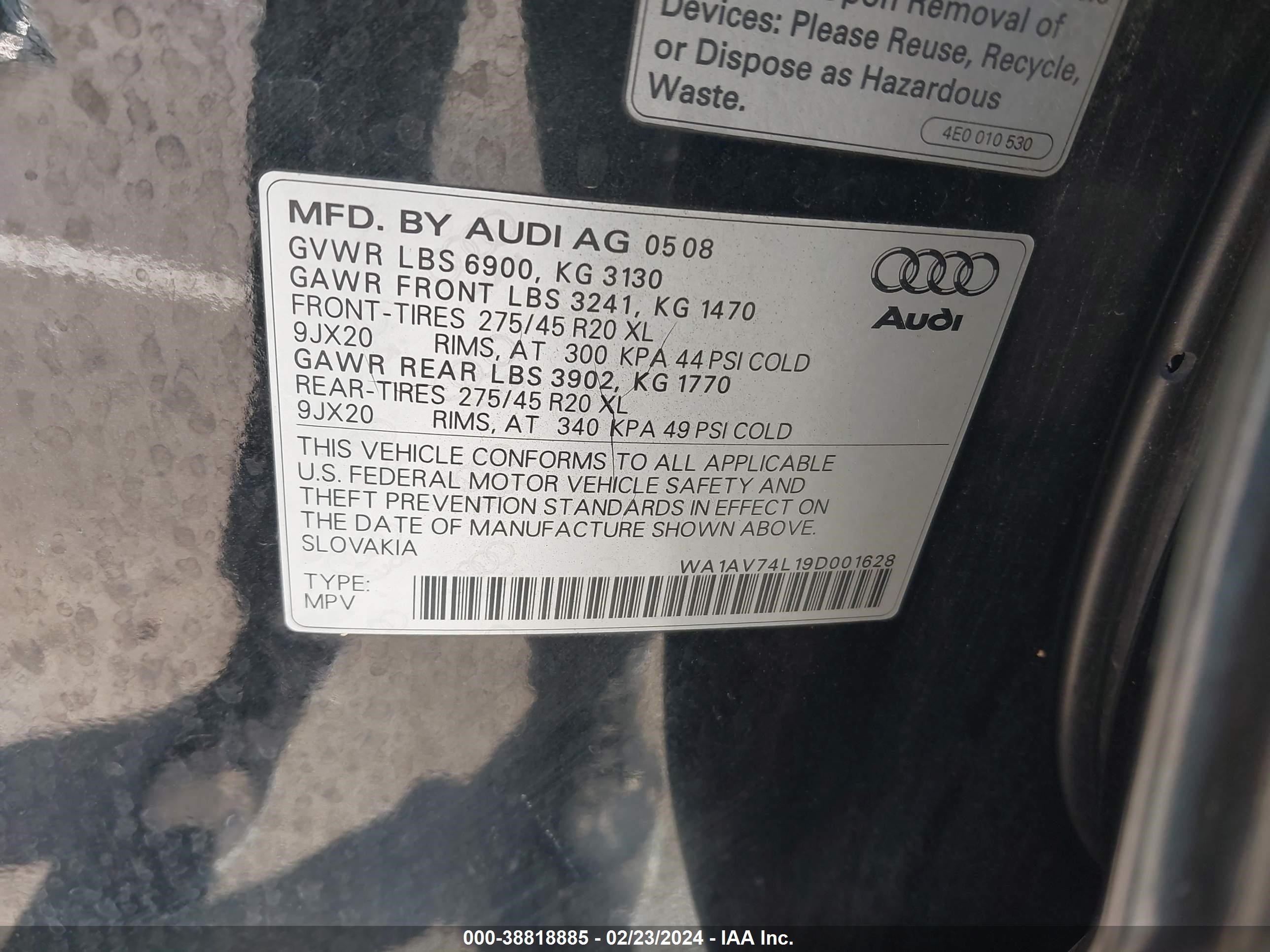 Photo 8 VIN: WA1AV74L19D001628 - AUDI Q7 