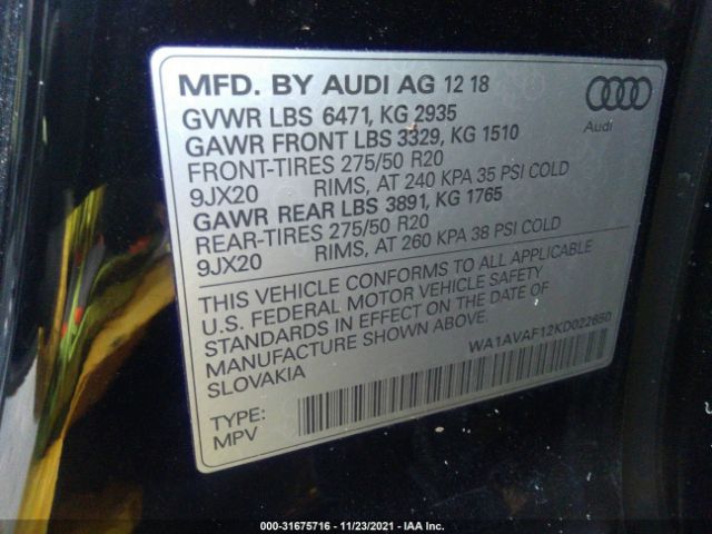 Photo 8 VIN: WA1AVAF12KD022650 - AUDI Q8 