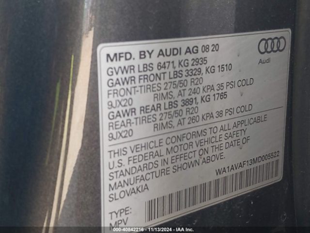 Photo 8 VIN: WA1AVAF13MD005522 - AUDI Q8 