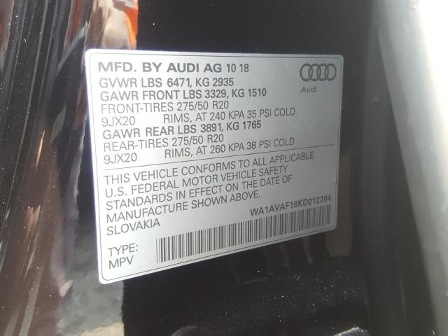 Photo 9 VIN: WA1AVAF18KD012284 - AUDI Q8 PREMIUM 