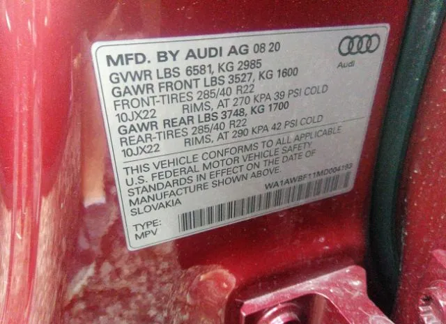 Photo 8 VIN: WA1AWBF11MD004193 - AUDI SQ8 