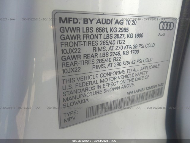 Photo 8 VIN: WA1AWBF12MD011430 - AUDI SQ8 