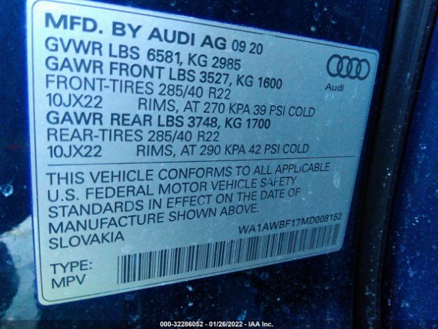 Photo 8 VIN: WA1AWBF17MD008152 - AUDI SQ8 