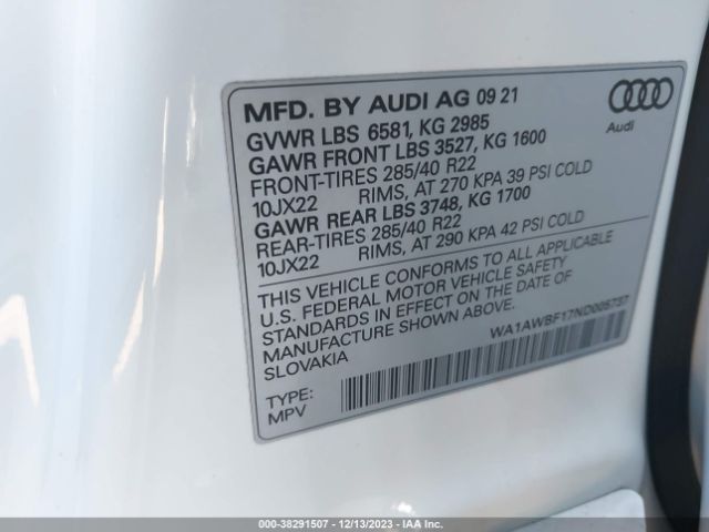 Photo 8 VIN: WA1AWBF17ND005737 - AUDI SQ8 