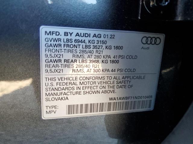 Photo 9 VIN: WA1AWBF71ND010405 - AUDI SQ7 PREMIU 