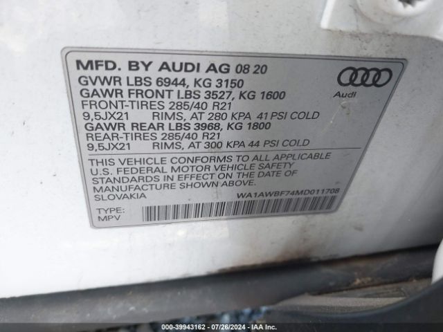 Photo 8 VIN: WA1AWBF74MD011708 - AUDI SQ7 