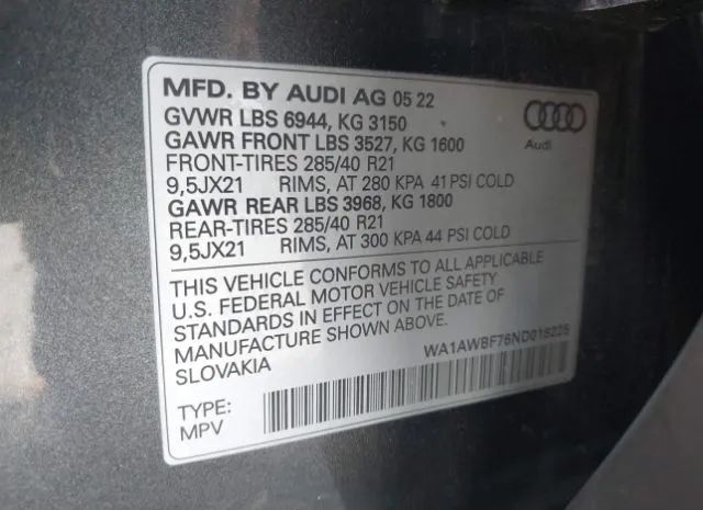 Photo 8 VIN: WA1AWBF76ND018225 - AUDI SQ7 