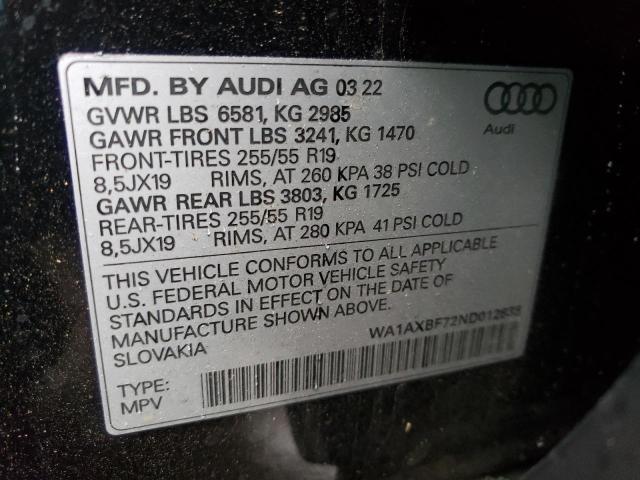 Photo 12 VIN: WA1AXBF72ND012838 - AUDI Q7 PREMIUM 