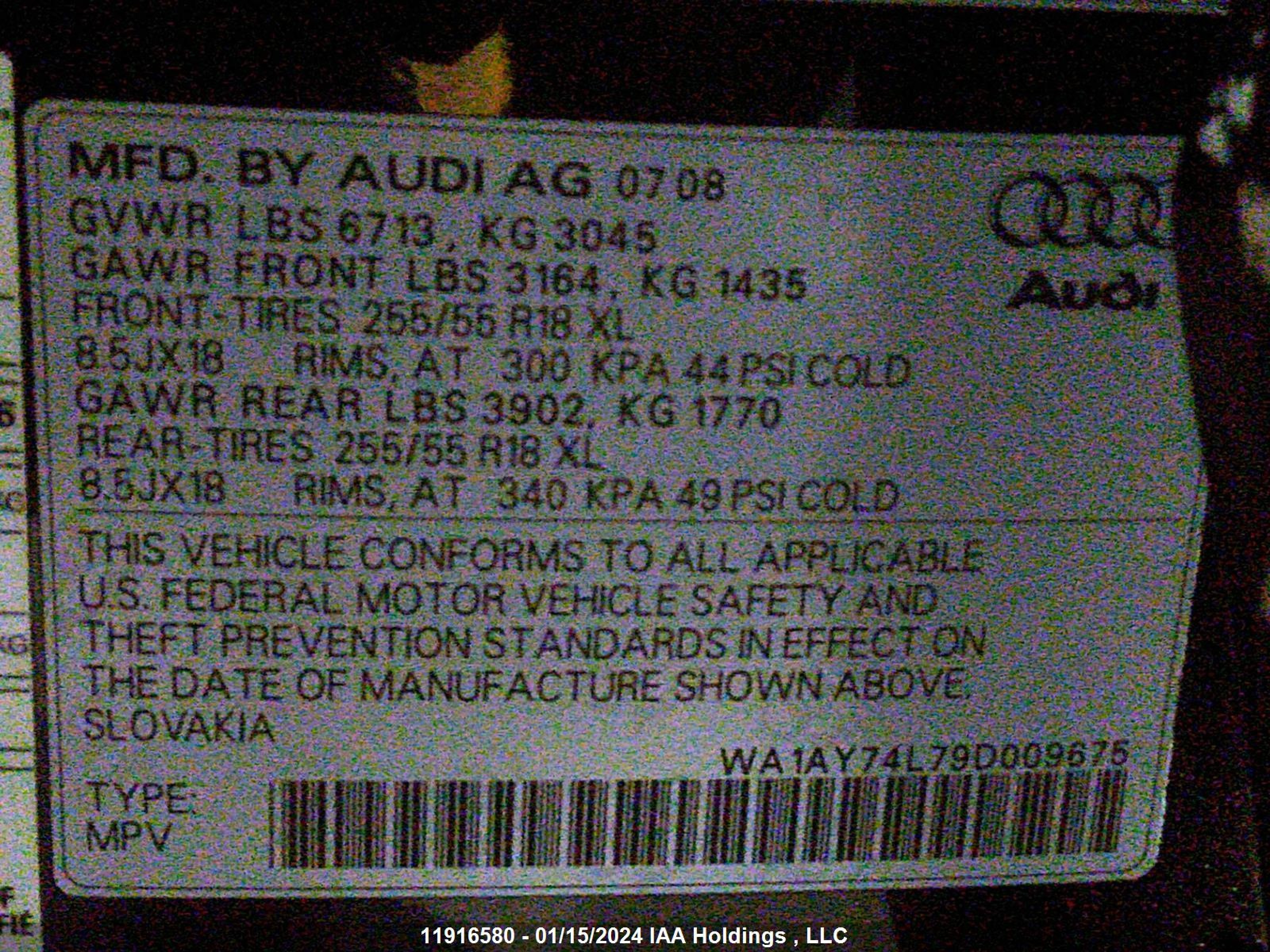 Photo 8 VIN: WA1AY74L79D009675 - AUDI Q7 