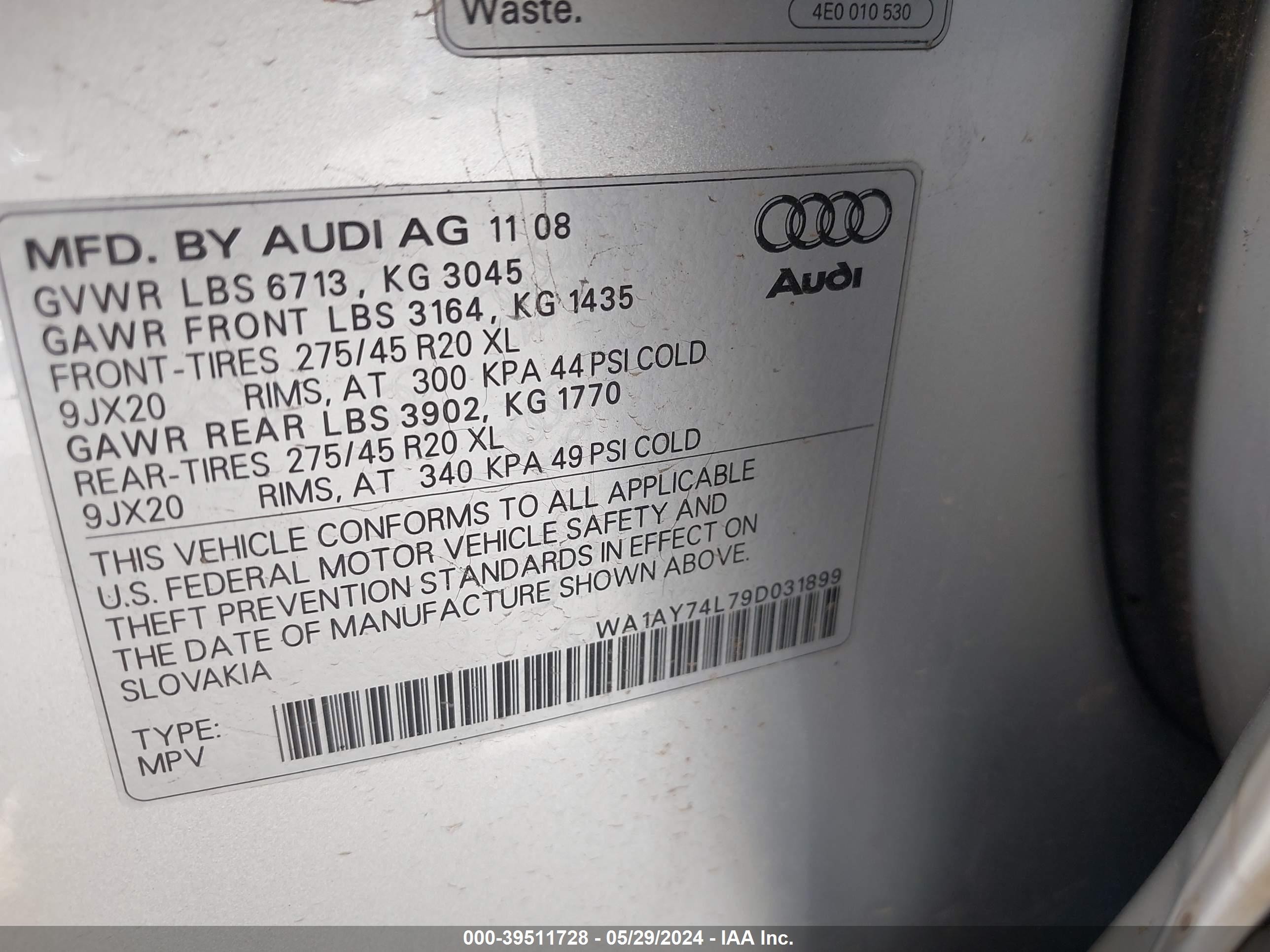 Photo 8 VIN: WA1AY74L79D031899 - AUDI Q7 