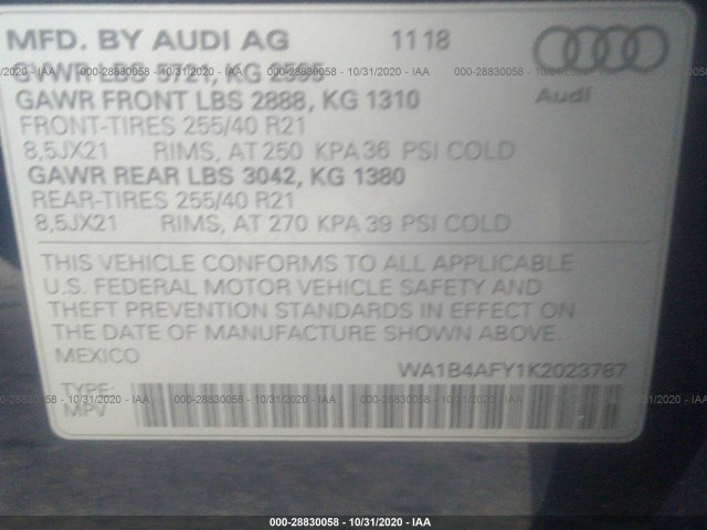 Photo 8 VIN: WA1B4AFY1K2023787 - AUDI SQ5 