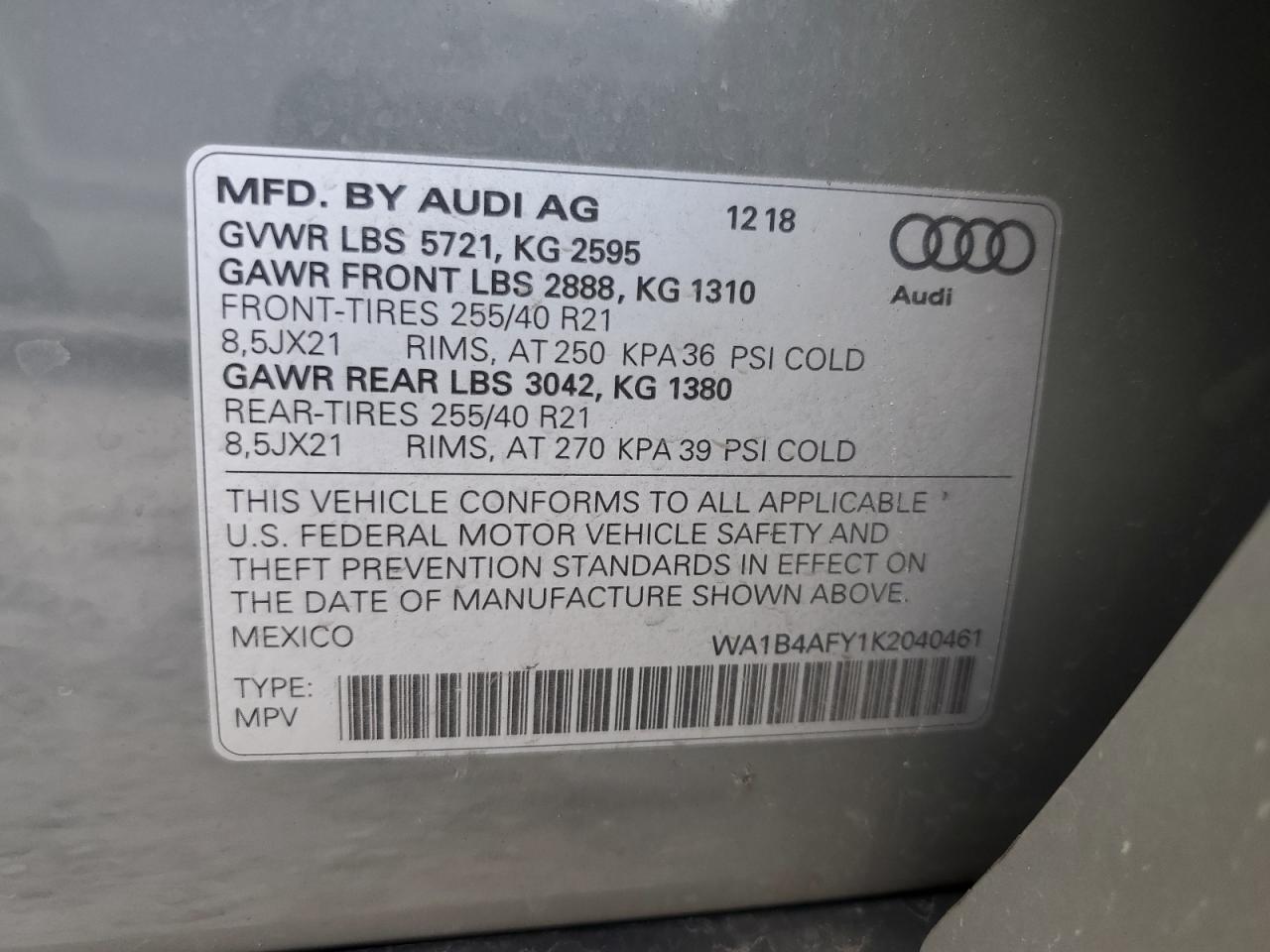 Photo 12 VIN: WA1B4AFY1K2040461 - AUDI SQ5 