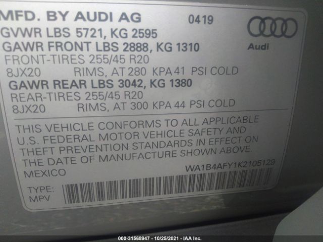 Photo 8 VIN: WA1B4AFY1K2105129 - AUDI SQ5 