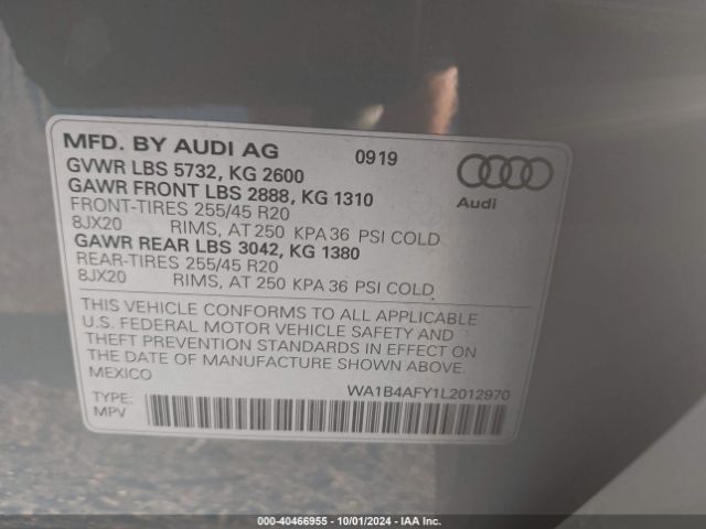 Photo 8 VIN: WA1B4AFY1L2012970 - AUDI SQ5 