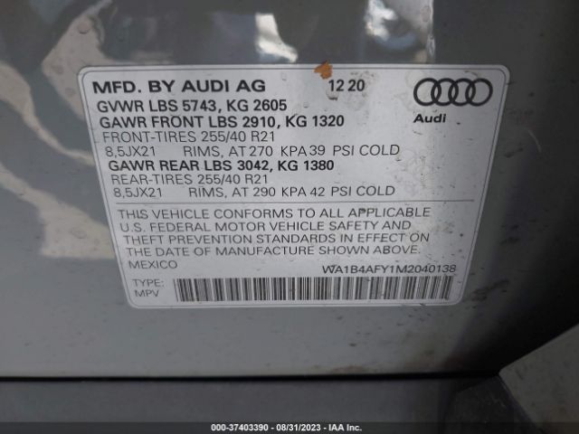 Photo 8 VIN: WA1B4AFY1M2040138 - AUDI SQ5 