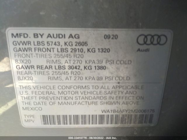 Photo 8 VIN: WA1B4AFY2M2006175 - AUDI SQ5 