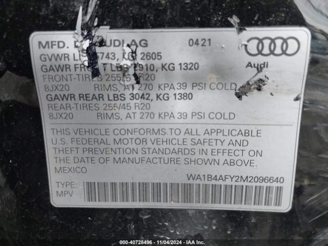 Photo 8 VIN: WA1B4AFY2M2096640 - AUDI SQ5 