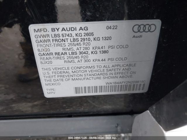 Photo 8 VIN: WA1B4AFY2N2098180 - AUDI SQ5 