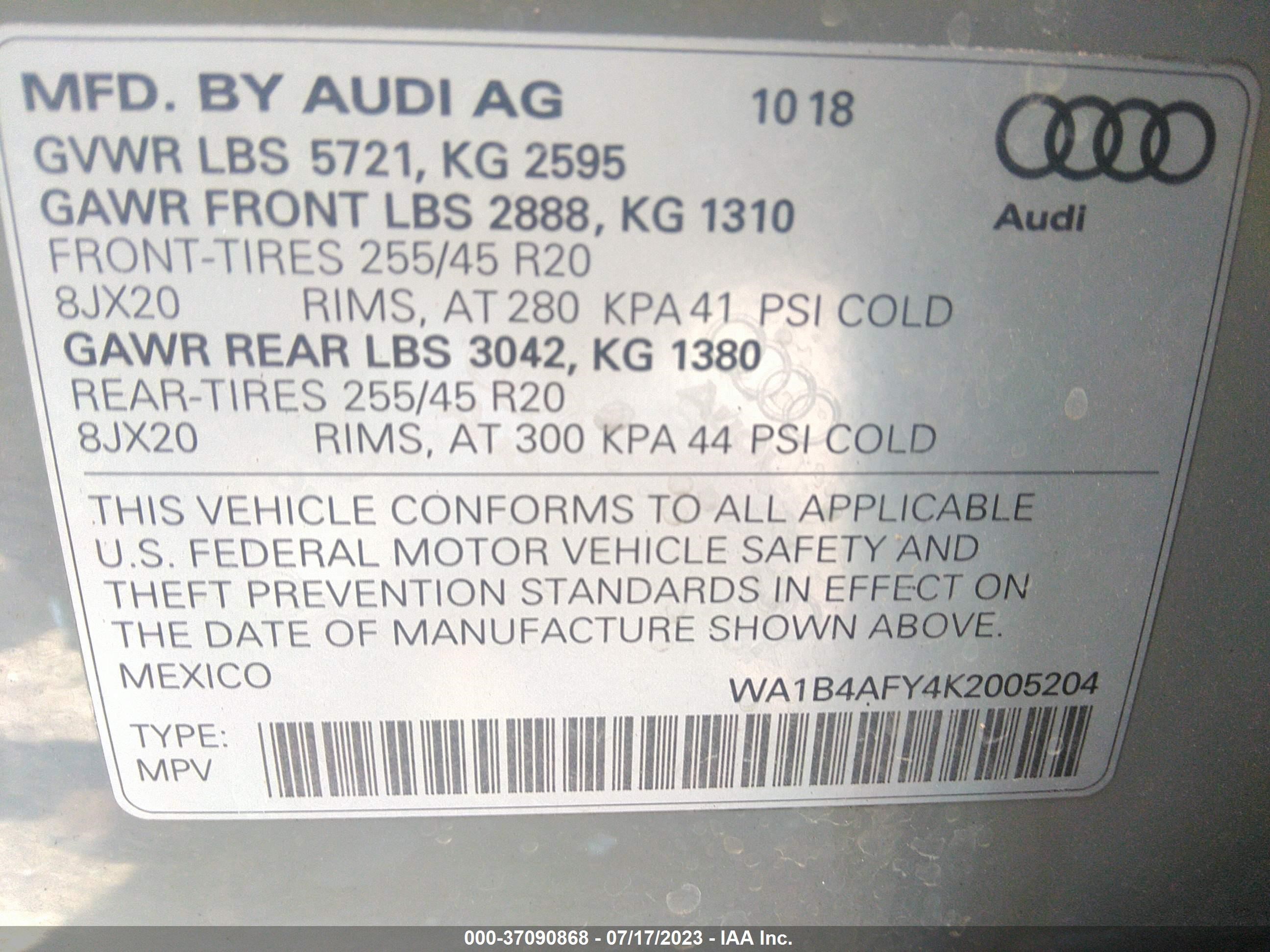 Photo 8 VIN: WA1B4AFY4K2005204 - AUDI SQ5 