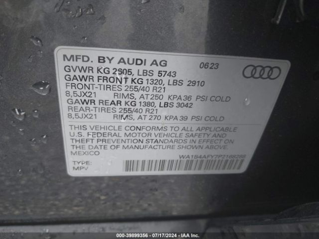 Photo 8 VIN: WA1B4AFY7P2168288 - AUDI SQ5 