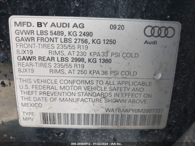 Photo 8 VIN: WA1BAAFY0M2007737 - AUDI Q5 