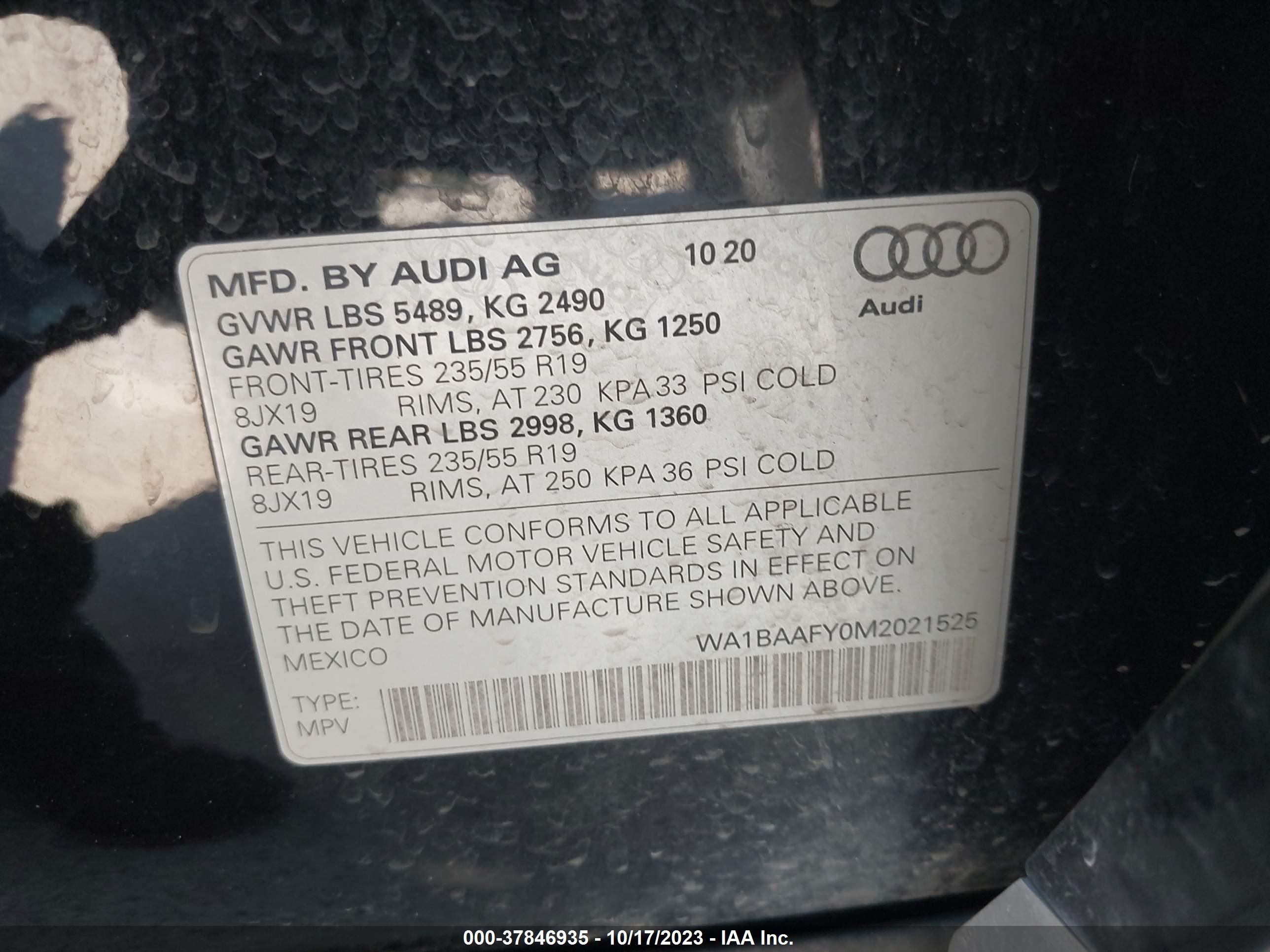 Photo 8 VIN: WA1BAAFY0M2021525 - AUDI Q5 