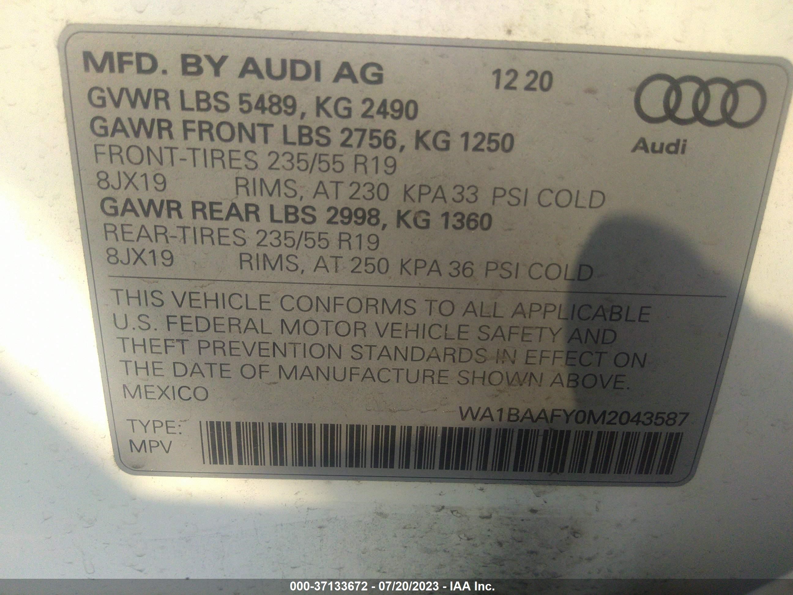 Photo 8 VIN: WA1BAAFY0M2043587 - AUDI Q5 