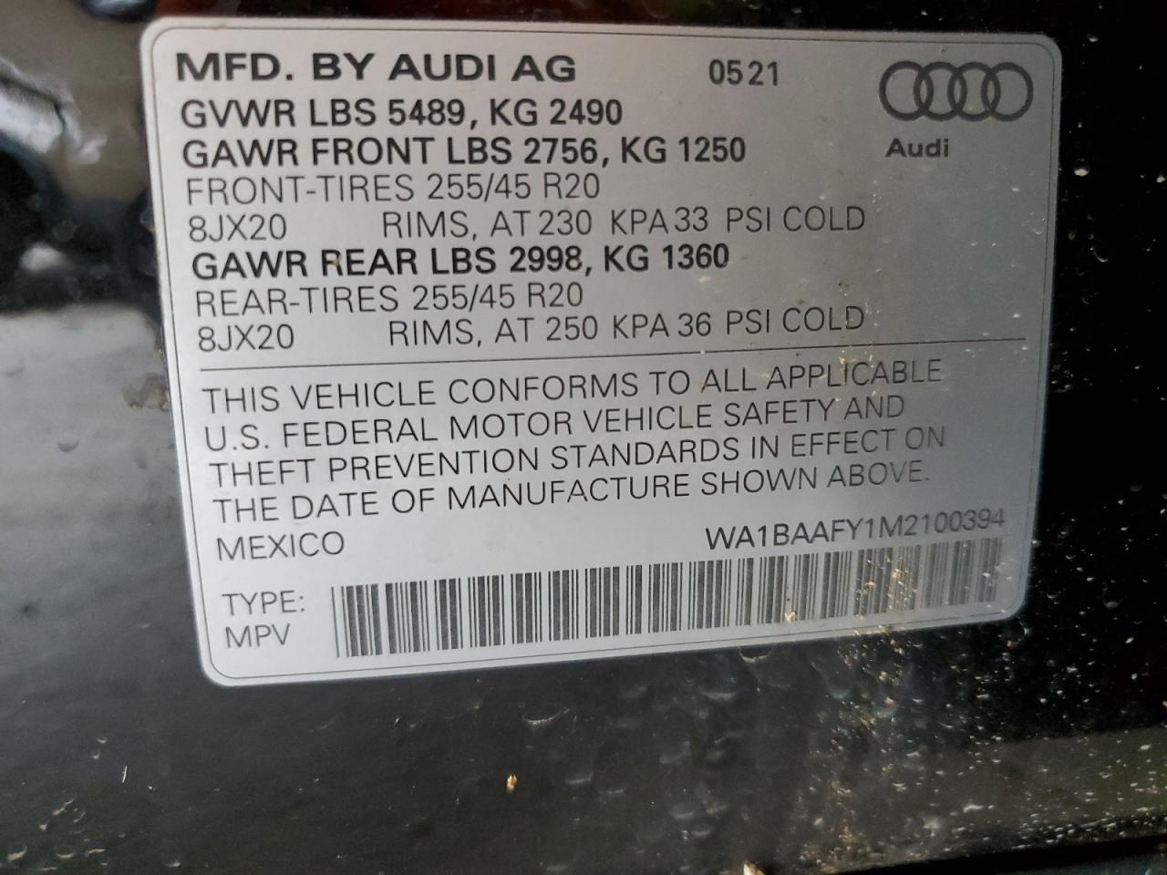 Photo 12 VIN: WA1BAAFY1M2100394 - AUDI Q5 