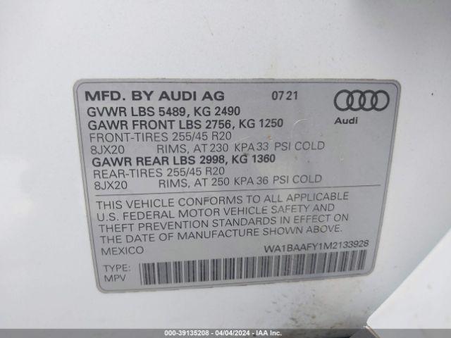 Photo 8 VIN: WA1BAAFY1M2133928 - AUDI Q5 