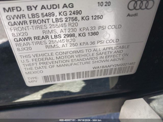 Photo 8 VIN: WA1BAAFY2M2021462 - AUDI Q5 