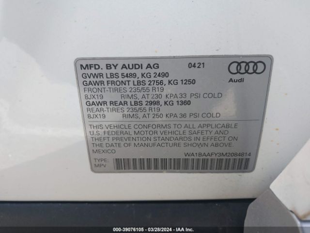 Photo 8 VIN: WA1BAAFY3M2084814 - AUDI Q5 