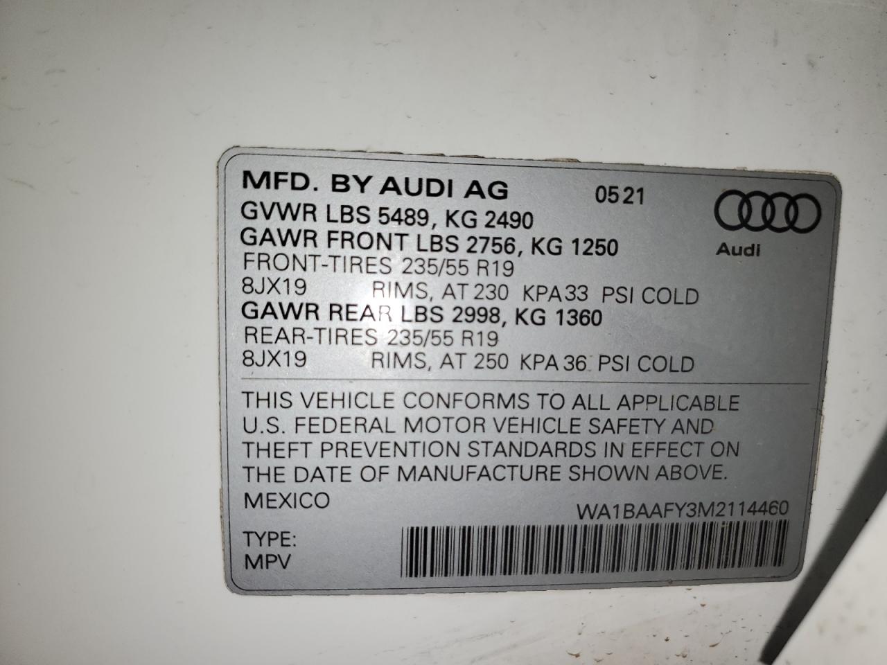 Photo 12 VIN: WA1BAAFY3M2114460 - AUDI Q5 