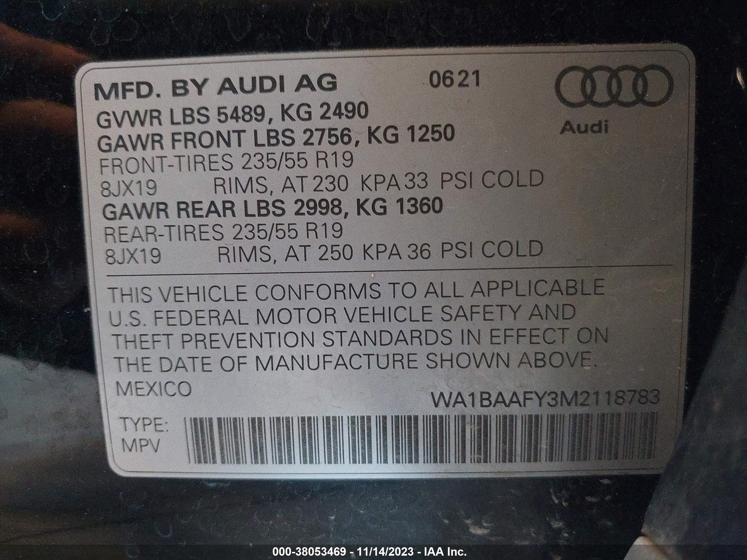 Photo 8 VIN: WA1BAAFY3M2118783 - AUDI Q5 