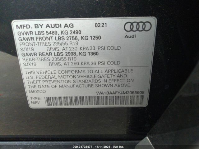 Photo 8 VIN: WA1BAAFY4M2065608 - AUDI Q5 