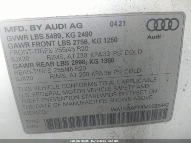 Photo 8 VIN: WA1BAAFY4M2092842 - AUDI Q5 