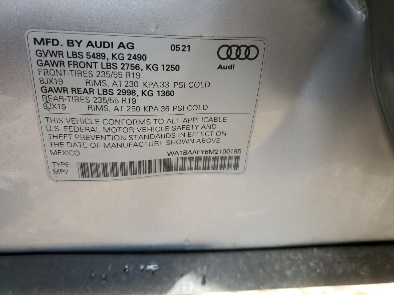 Photo 12 VIN: WA1BAAFY6M2100195 - AUDI Q5 