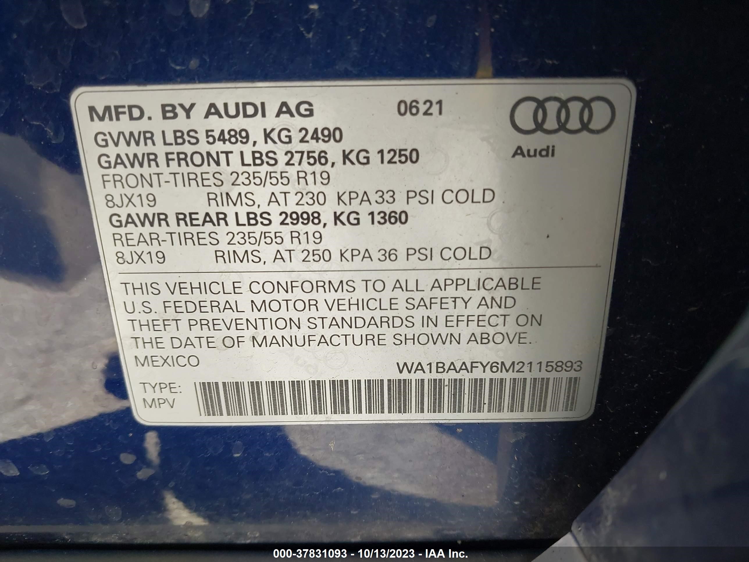 Photo 8 VIN: WA1BAAFY6M2115893 - AUDI Q5 