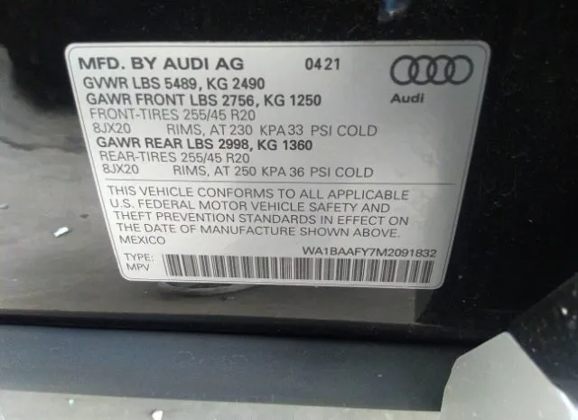 Photo 8 VIN: WA1BAAFY7M2091832 - AUDI Q5 