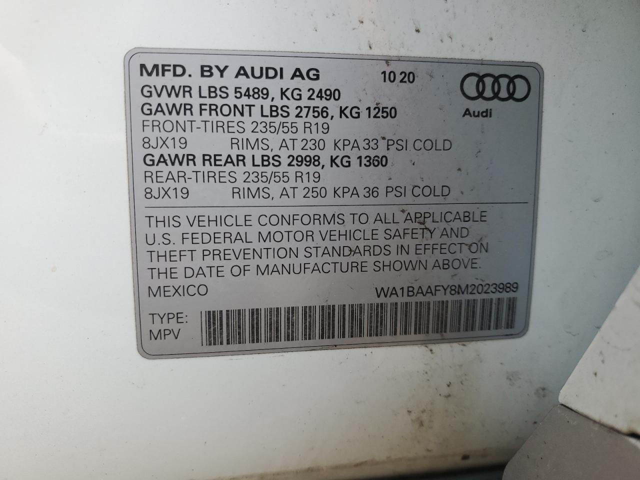 Photo 12 VIN: WA1BAAFY8M2023989 - AUDI Q5 