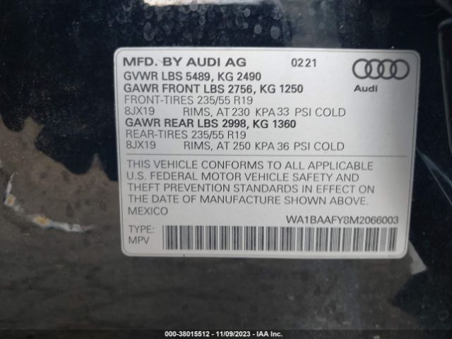 Photo 8 VIN: WA1BAAFY8M2066003 - AUDI Q5 