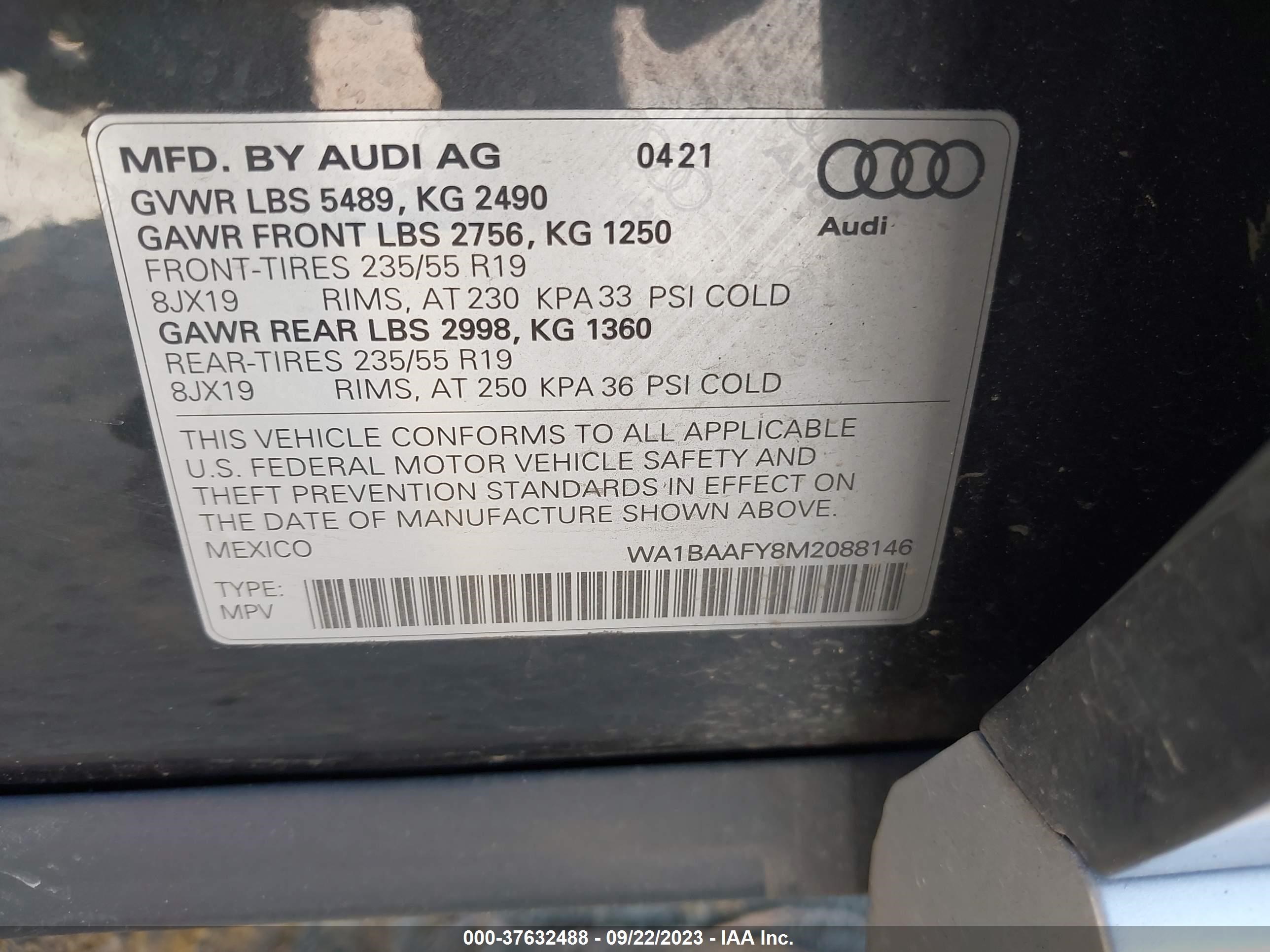 Photo 8 VIN: WA1BAAFY8M2088146 - AUDI Q5 