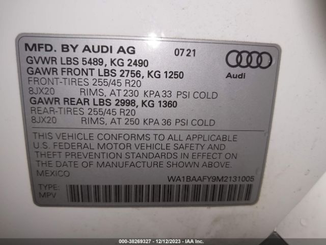 Photo 8 VIN: WA1BAAFY9M2131005 - AUDI Q5 